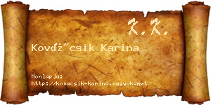 Kovácsik Karina névjegykártya